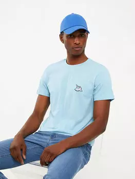 Мужская футболка с круглым вырезом и коротким рукавом с вышивкой LCW Casual