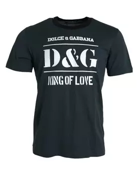 Мужская футболка с круглым вырезом и короткими рукавами Dolce & Gabbana с логотипом, синий