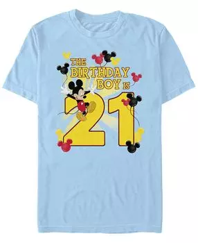 Мужская футболка с круглым вырезом и короткими рукавами mickey birthday 21 Fifth Sun, светло-синий