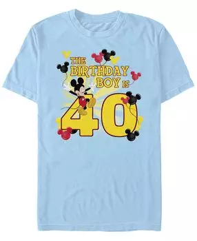 Мужская футболка с круглым вырезом и короткими рукавами mickey birthday 40 Fifth Sun, светло-синий