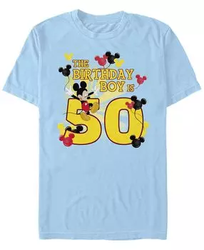 Мужская футболка с круглым вырезом и короткими рукавами mickey birthday 50 Fifth Sun, светло-синий