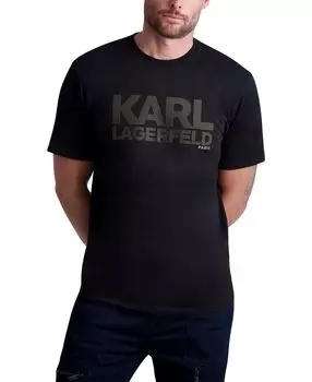 Мужская футболка с круглым вырезом и короткими рукавами с логотипом Karl Lagerfeld Paris, черный