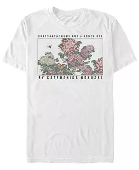 Мужская футболка с круглым вырезом с короткими рукавами hokusai bee Fifth Sun, белый