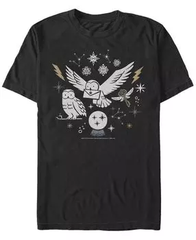 Мужская футболка с круглым вырезом с короткими рукавами wintery owls Fifth Sun, черный
