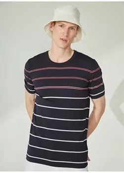 Мужская футболка с круглым вырезом темно-синяя - бордово-красная Beymen Business