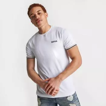 Мужская футболка с круглым вырезом в полоску с логотипом Hugo Boss x Matteo Berrettini, белый