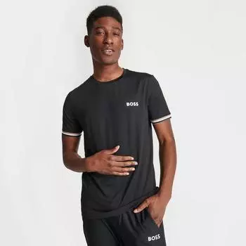 Мужская футболка с круглым вырезом в полоску с логотипом Hugo Boss x Matteo Berrettini, черный