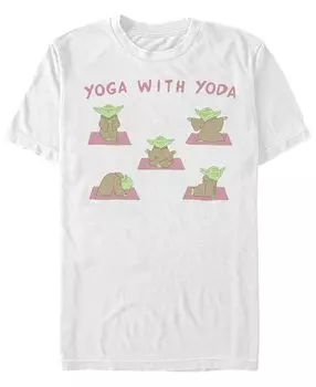 Мужская футболка с круглым вырезом yoga with yoda с короткими рукавами Fifth Sun, белый