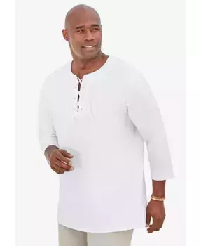 Мужская футболка с кружевными вставками на шнуровке KingSize, белый