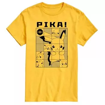 Мужская футболка с квадратами Pokemon Pika Licensed Character