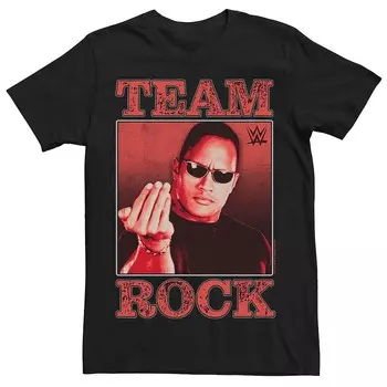 Мужская футболка с квадратным плакатом WWE The Team Rock Licensed Character, черный