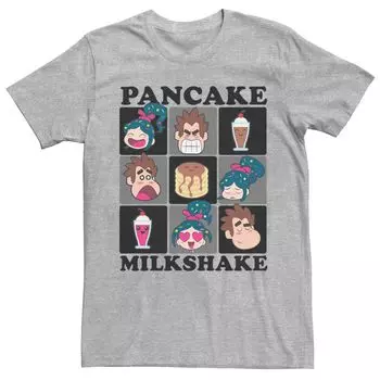 Мужская футболка с квадратным рисунком Disney Wreck It Ralph 2 Pancake Milkshake Licensed Character