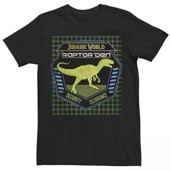 Мужская футболка с лазерной сеткой и знаком допуска к парку Юрского периода Raptor Den Licensed Character