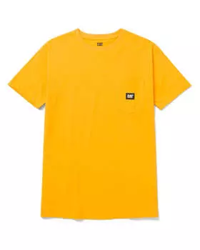 Мужская футболка с лейблом и карманом CAT, желтый