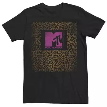 Мужская футболка с леопардовым принтом и логотипом MTV Music Television Licensed Character