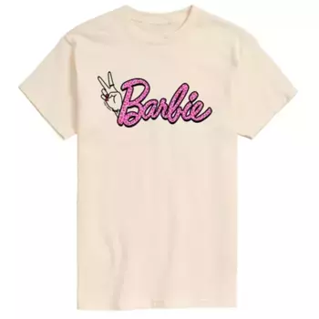 Мужская футболка с логотипом Barbie в леопардовом принте Licensed Character, бежевый