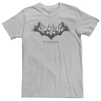 Мужская футболка с логотипом Batman Skyline DC Comics, серебристый