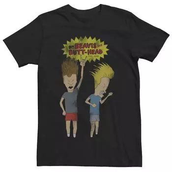 Мужская футболка с логотипом Beavis and Butt-Head Rocking Out и портретом Licensed Character