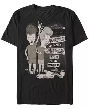 Мужская футболка с логотипом beavis and butthead mtv rock the world live from the couch с коротким рукавом Fifth Sun, черный