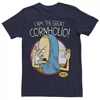 Мужская футболка с логотипом Beavis & Butthead Great Cornholio Licensed Character, темно-синий