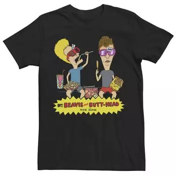 Мужская футболка с логотипом Beavis & Butthead Snacks On The Curb Licensed Character