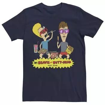 Мужская футболка с логотипом Beavis & Butthead Snacks On The Curb Licensed Character, синий
