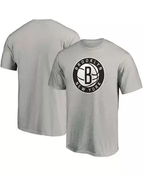 Мужская футболка с логотипом brooklyn nets primary team цвета меланжевого древесного угля Fanatics, мульти