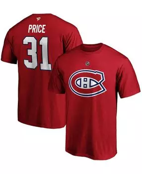 Мужская футболка с логотипом carey price red montreal canadiens team authentic stack name and number Fanatics, красный