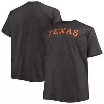 Мужская футболка с логотипом Champion из меланжевого древесного угля Texas Longhorns Big & Tall Arch Team, цвет Tex Grey