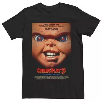 Мужская футболка с логотипом Chucky Child's Play 3 Face Shot Licensed Character, черный