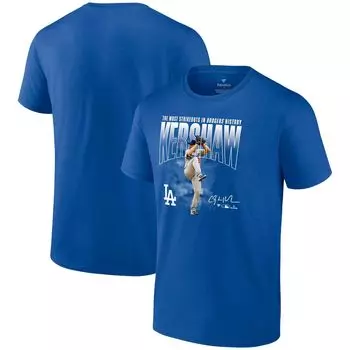 Мужская футболка с логотипом Clayton Kershaw Royal Los Angeles Dodgers Most Strikeouts Fanatics