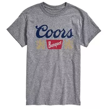 Мужская футболка с логотипом Coors Banquet и графическим рисунком Licensed Character, цвет Heather Gray