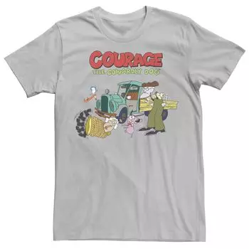 Мужская футболка с логотипом Courage The Cowardly Dog Scene Licensed Character, серебристый