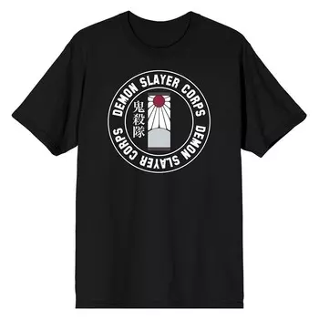 Мужская футболка с логотипом Demon Slayer Corps и графическим рисунком Licensed Character, черный