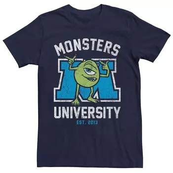 Мужская футболка с логотипом Disney Pixar Monsters University Mike Licensed Character, темно-синий