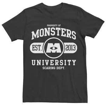 Мужская футболка с логотипом Disney Pixar Monsters University School Licensed Character, черный