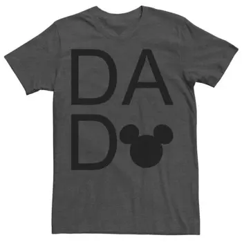 Мужская футболка с логотипом Disney's Mickey Mouse Dad Letter Stack, цвет Charcoal Heather