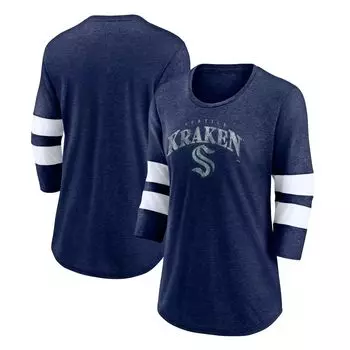 Мужская футболка с логотипом Fanatics Heather Navy Seattle Kraken Special Edition 2.0 Barn Burner с рукавами 3/4 Fanatics