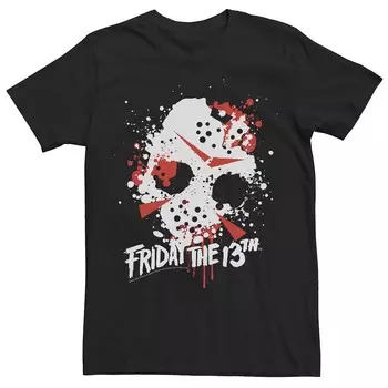 Мужская футболка с логотипом Friday The 13th Paint Splatter Mask Licensed Character, черный