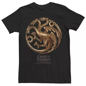 Мужская футболка с логотипом Game Of Thrones Iron Anniversary Dragon Licensed Character