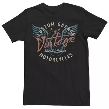 Мужская футболка с логотипом Garage Vintage Motorcycles на заказ Licensed Character, черный