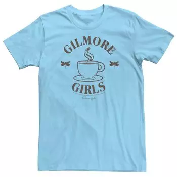 Мужская футболка с логотипом Gilmore Girls Coffee Cup Licensed Character, светло-синий