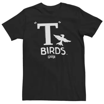 Мужская футболка с логотипом Grease "T" Birds Stamp Licensed Character, черный