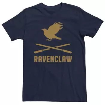 Мужская футболка с логотипом Harry Potter Ravenclaw и скрещенными палочками, Синяя Licensed Character, синий