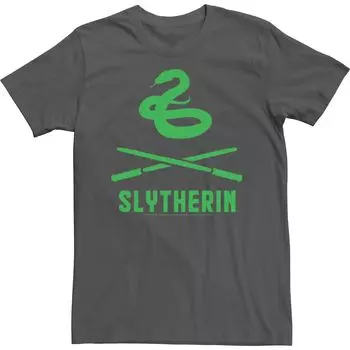 Мужская футболка с логотипом Harry Potter Slytherin и скрещенными палочками Licensed Character