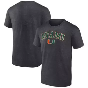 Мужская футболка с логотипом Heather Charcoal Miami Hurricanes Campus Fanatics