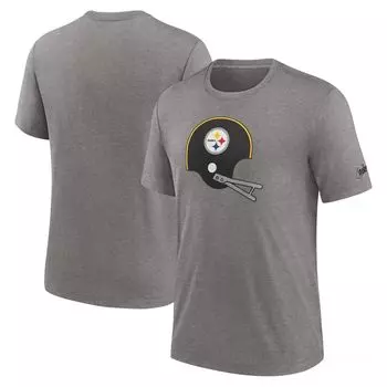 Мужская футболка с логотипом Heather Charcoal Pittsburgh Steelers Rewind Tri-Blend Nike
