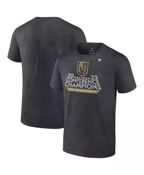 Мужская футболка с логотипом Heather Charcoal Vegas Golden Knights 2023 NHL Western Conference Champs в раздевалке Fanatics, черный