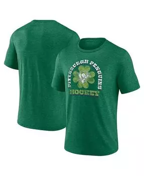 Мужская футболка с логотипом Heather Green Pittsburgh Penguins Celtic Arch Tri-Blend ко Дню Святого Патрика Fanatics, зеленый