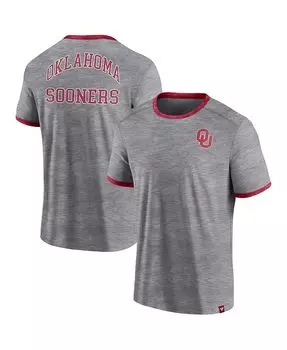 Мужская футболка с логотипом Heather Grey Oklahoma Earlys Classic Stack Ringer Fanatics, серый